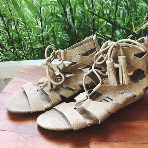 Tan Tie Up Gladiator Sandals